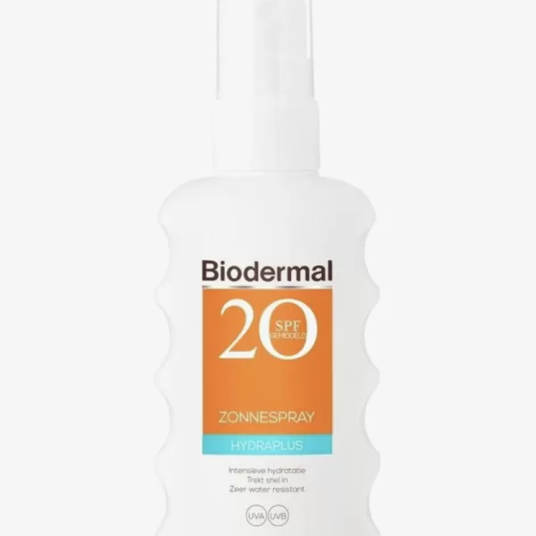 Biodermal Hydra Plus Zonnebrand Spray SPF 20 - 175ml, Hydratatie, Niet Plakkerig, Gevoelige Huid, Waterbestendig, UVB/UVA Bescherming