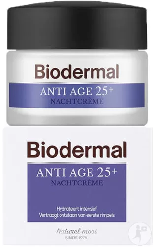 Biodermal Nachtcreme Anti Age 25+ 50ml - Hydratisierend, gegen erste Rimpel, für straffere Haut - Alte Verpackung