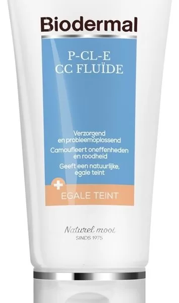 Biodermal P-CL-E CC Fluïde - Getinte Camouflerende Crème 50ml voor Egalisering, Huidcorrectie & Verfrissing - Geschikt voor Gevoelige Huid