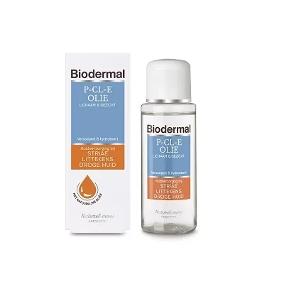 Biodermal P-CL-E Oil 75ml - Hydraterende huidolie voor striae en littekens, geschikt voor gezicht en lichaam, met Vitamine E, C & B5.