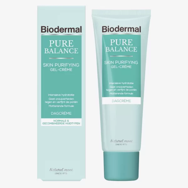 Biodermal Pure Balance Dagcrème - Gel-Crème met Hyaluronzuur voor Volwassen Huid, Hydrateert, Matteert, Tegen Onzuiverheden - 50ml