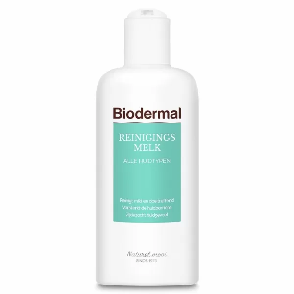 Biodermal Reinigingsmelk 200 ml - Zachte, zeepvrije reiniger voor alle huidtypen, hydrateert, verwijdert make-up & onzuiverheden, pH-neutraal