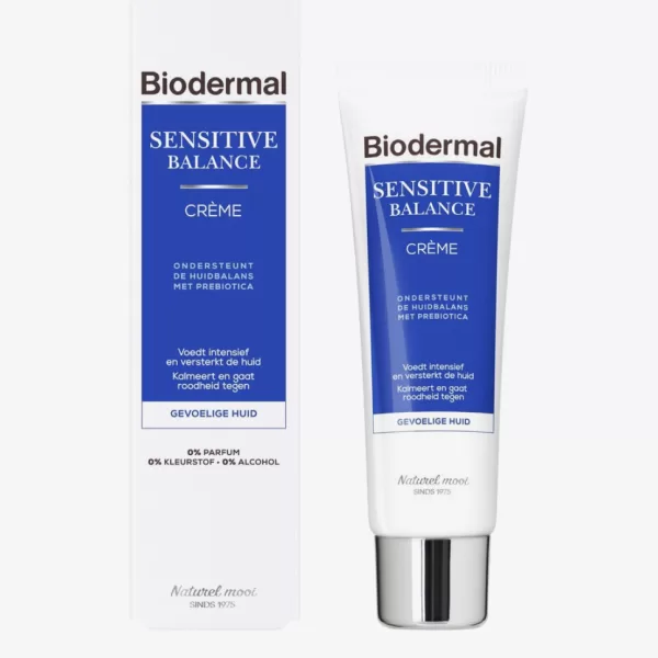 Biodermal Sensitive Balance Dagcrème 50ml – Kalmerende crème met Hyaluronzuur en Prebiotica voor Gevoelige Huid – Rijke Hydratatie