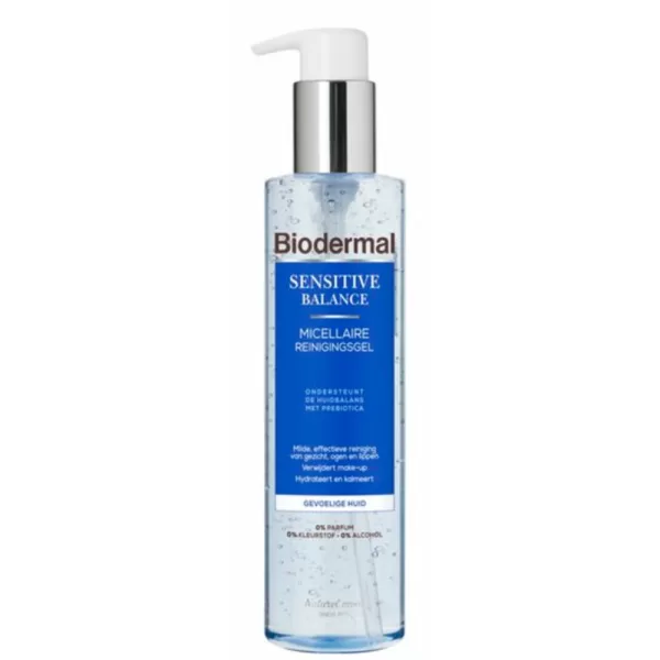 Biodermal Sensitive Balance Micellair Reinigingsgel 200 ml - Milde Reiniging voor Gezicht, Ogen & Lippen, Hydrateert & Kalmeert, Voor Gevoelige Huid