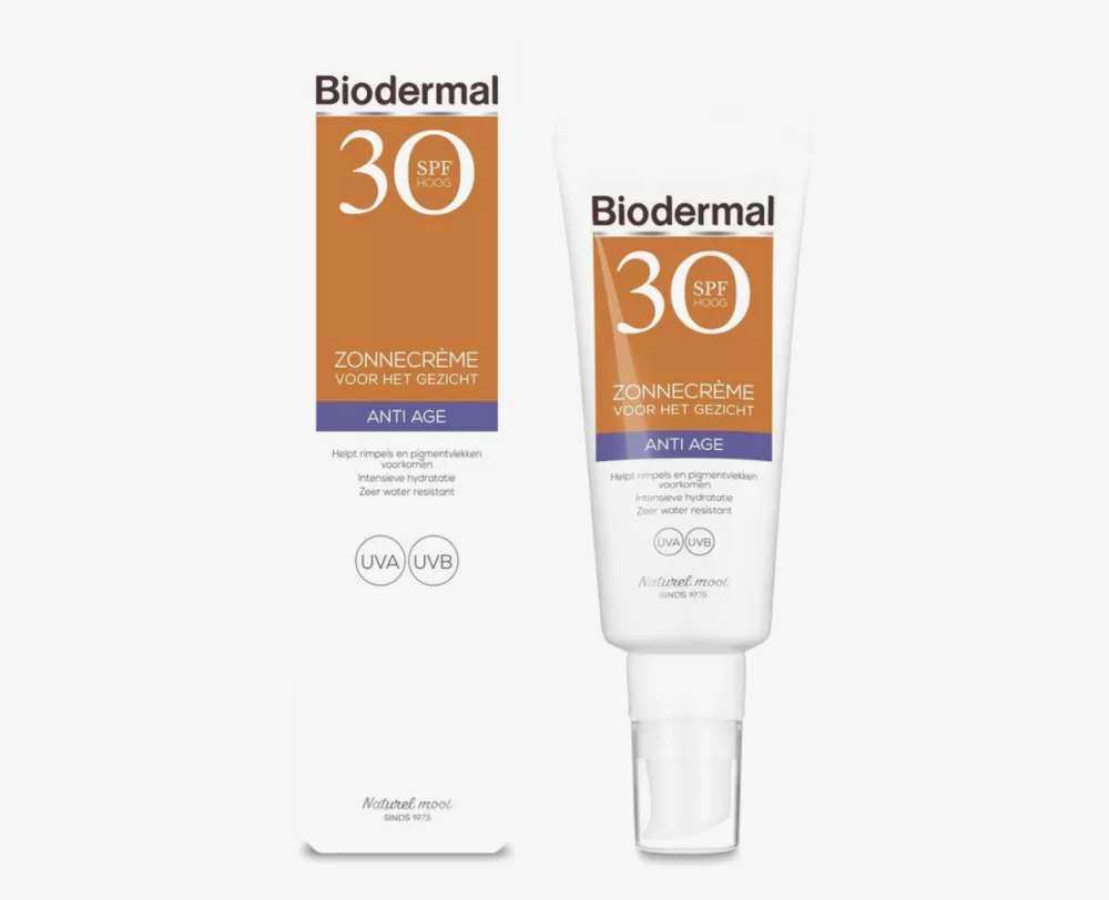 Biodermal Anti Age Zonnecrème SPF 30 voor Gezicht - 40ml - Hydraterend, Waterresistent, Bescherming tegen Huidveroudering