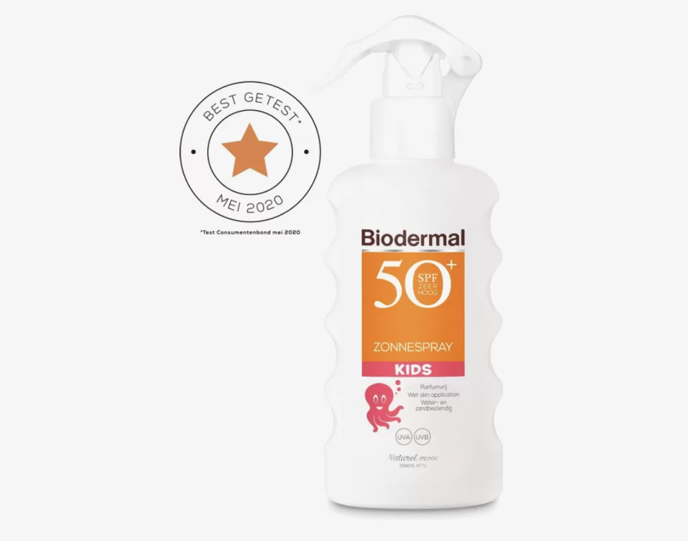 Biodermal Zonnebrand Kind - Zonnespray SPF 50+ - 175ml - Water- en zandresistent, dermatologisch getest, parfumvrij, voor gevoelige huid