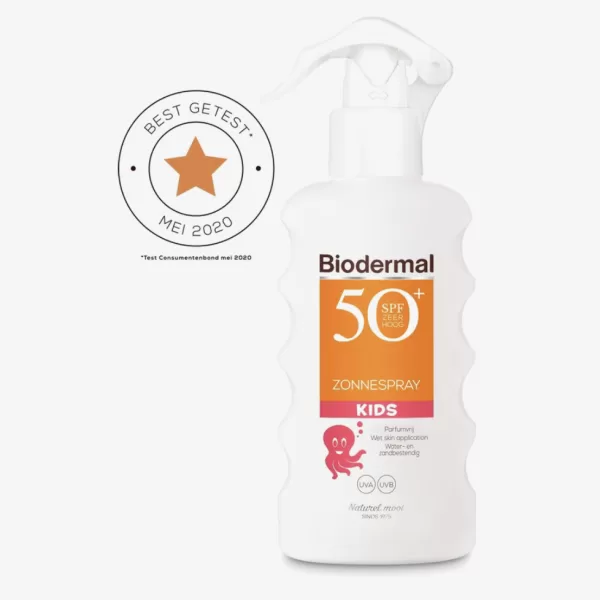 Biodermal Zonnebrand Kind - Zonnespray SPF 50+ - 175ml - Water- en zandresistent, dermatologisch getest, parfumvrij, voor gevoelige huid