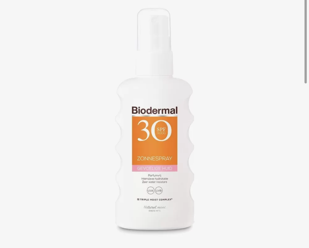 Biodermal Zonnebrand Spray Gevoelige Huid SPF 30 - 175ml, Waterresistent, Parfumvrij, Geschikt voor Kinderen & Hoofdhuid