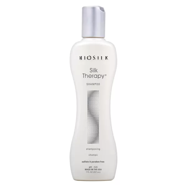 Biosilk Silk Therapy Shampoo 207ml - Zacht & Glanzend Haar, UV Bescherming, Siliconenvrij, Curly Girl Vriendelijk, Voedende Kruiden, Met Proteïne