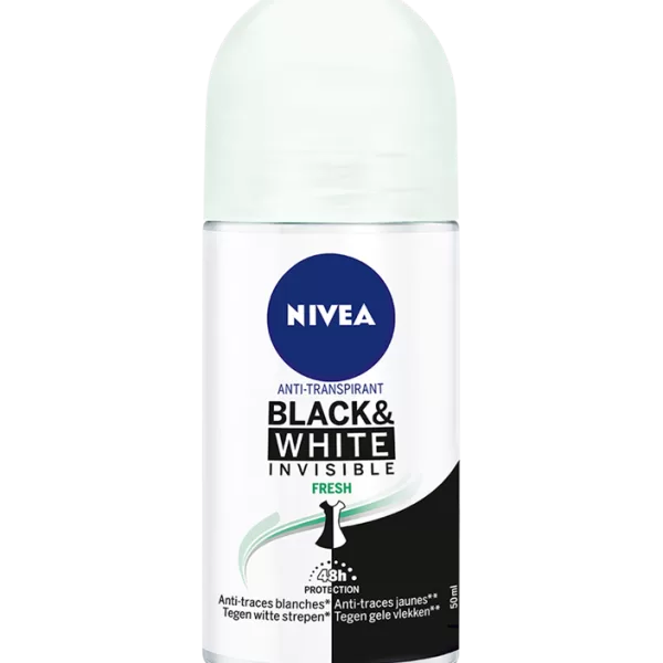 BLACK & WHITE INVISIBLE FRESH ROLL-ON Antitranspirant 50ml – 48h Schutz, keine witte strepen, geen gele vlekken, fris en langdurig.