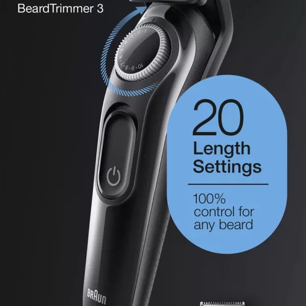 Braun BeardTrimmer 3 BT3300 Zwart – Haartrimmer met 0,5-10mm lengteinstelling, 50 min gebruikstijd, AC/Batterij, Ingebouwde accu