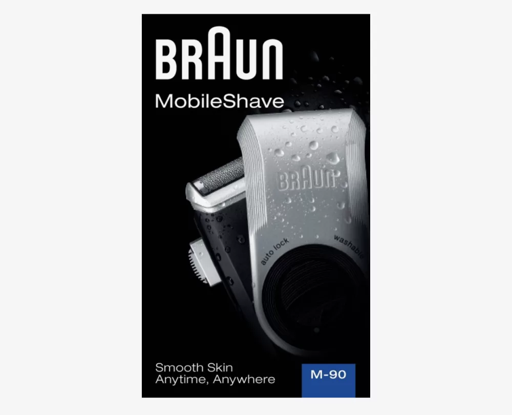 Braun MobileShave M 90 - Draadloos Scheerapparaat met Precisietrimmer, Smart Foil & Afwasbaar Scheerblad - Compact en Handig voor Reizen