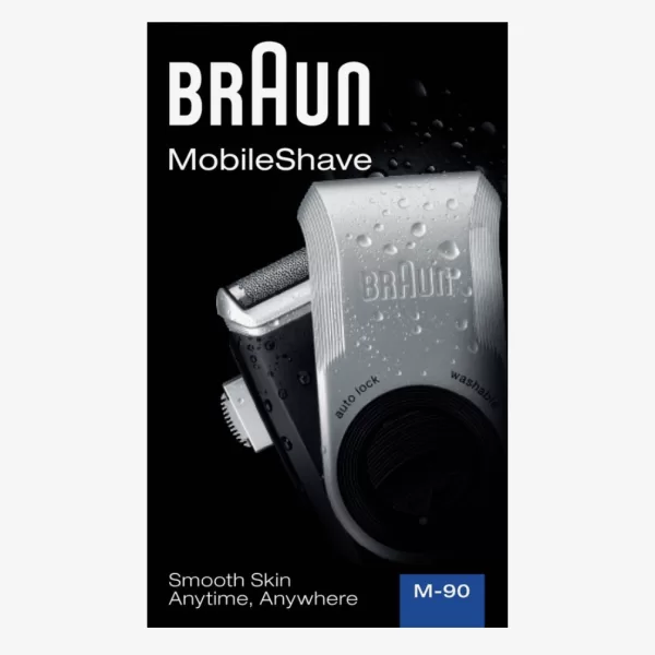 Braun MobileShave M 90 - Draadloos Scheerapparaat met Precisietrimmer, Smart Foil & Afwasbaar Scheerblad - Compact en Handig voor Reizen