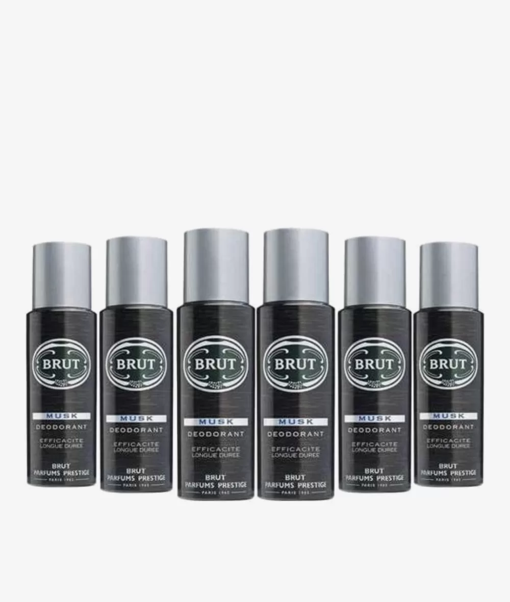 Brut DeoSpray Musk 6x200ml - Kruidige & verfijnde geur voor mannen | Langdurige kwaliteit met lavendel & amber | Voordeelverpakking