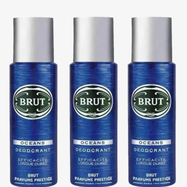 Brut Deospray Oceans 3x200ml - Voordeelverpakking voor 24 uur bescherming tegen transpiratie en geur - Iconische mannengeur