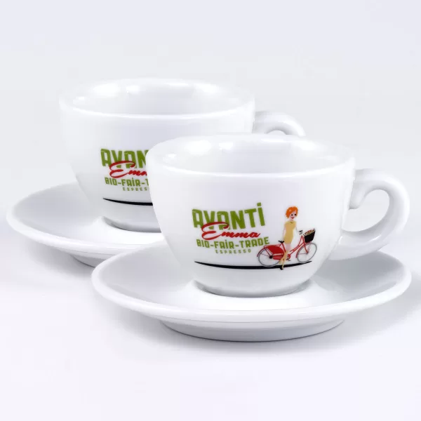 Caffè Avanti EMMA Cappuccinotassen 2er Set - Dickwandig, robust, 180ml, inkl. Unterteller, elegantes Design, ideal für Kaffee-Liebhaber