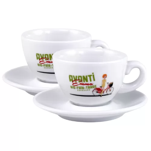 Caffè Avanti EMMA Cappuccinotassen 2er Set - Dickwandig, robust, 180ml, inkl. Unterteller, elegantes Design, ideal für Kaffee-Liebhaber