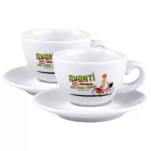 Caffè Avanti EMMA Doppiotassen 2er Set - Hochwertige, dickwandige Tassen mit Unterteller, 100ml, robust und stilvoll.