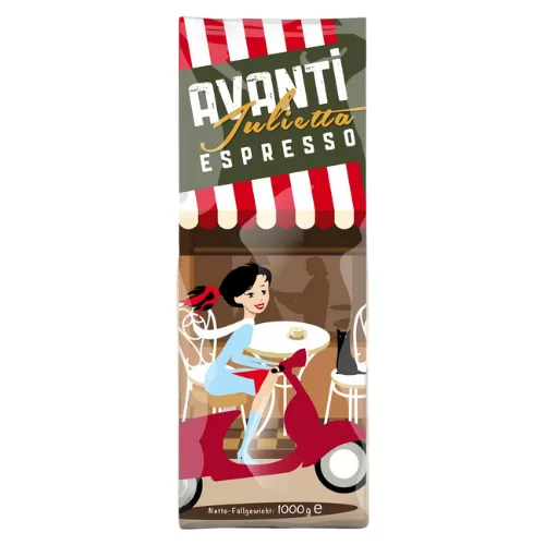 Caffè Avanti Julietta 1000g Bohnen - 70% Arabica, 30% Robusta, klassischer Espresso, traditionelle Trommelröstung, aus Italien