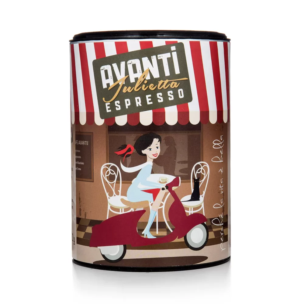 Caffè Avanti Julietta Espresso 250g gemahlen - 70% Arabica, 30% Robusta, traditionell geröstet in Italien, kräftiger Geschmack, dicke Crema