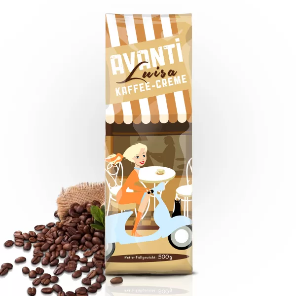 Caffè Avanti LUISA Cafe Creme 1000g - Milder Kaffee, 90% Arabica, 10% Robusta, fruchtige Note, Medium Röstung, traditionell in der Schweiz geröstet.