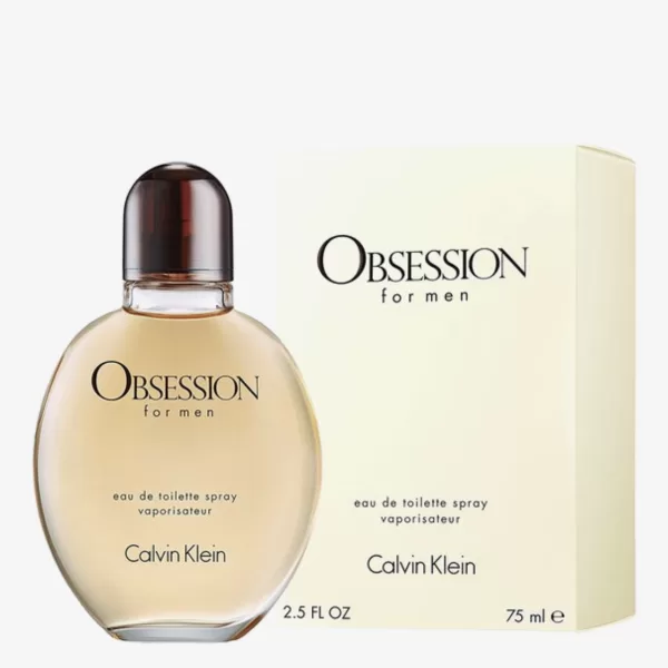 Calvin Klein Obsession For Men Eau De Toilette 75ml – Sensuele, Kruidige Geur met Lavendel, Koriander, Kaneel, en Amber