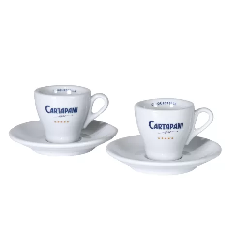 CARTAPANI Espressotasse 2er Set inkl. Untertasse – Hochwertiges Porzellan, spülmaschinenfest, dickwandig, ideal für perfekten Espresso Genuss!