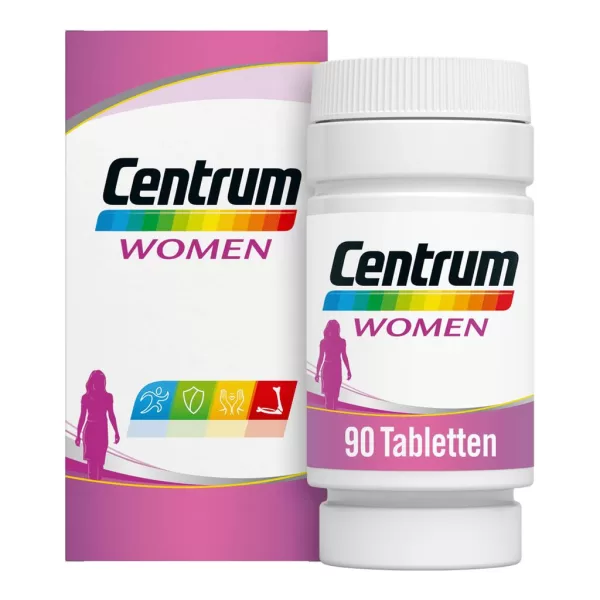 Centrum Multivitaminen voor Vrouwen 90 Tabletten - Ondersteunt Energie, Immunsysteem, Huid & Botten - Gluten- en Lactosevrij, Geschikt voor Diabetici