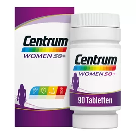 Centrum Women 50+ Multivitaminen, 90 Tabletten - Ondersteunt Energie, Immuunsysteem, Botten & Hormonbalans - Gluten- en Lactosevrij, Geschikt voor Diabetici