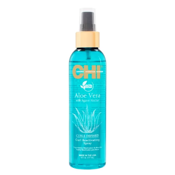 CHI Aloë Vera Curl Reactivating Spray mit Agave Nectar – 177ml, Hydrateert & Definiëert Krullen, Glanz, Geen Residuen, Verfrissend