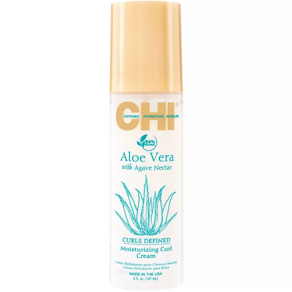 CHI Aloe Vera Moisturizing Curl Cream 147ml - Hydrateert & Definieert Krullen, Vermindert Pluis, Lichtgewicht, Glanz & Zacht Haar