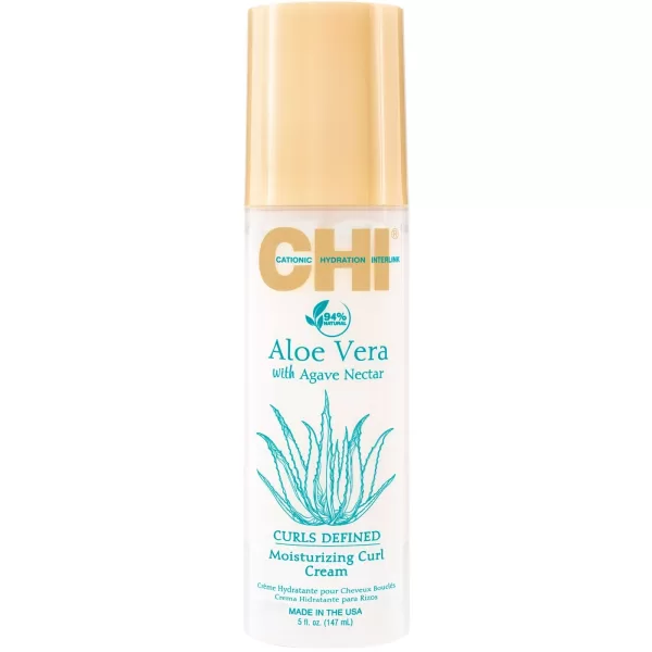 CHI Aloe Vera Moisturizing Curl Cream 147ml - Hydrateert & Definieert Krullen, Vermindert Pluis, Lichtgewicht, Glanz & Zacht Haar