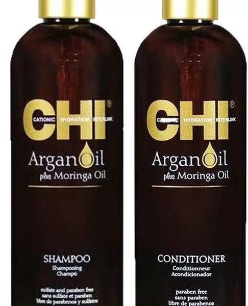 CHI Argan Oil Shampoo & Conditioner Set 340ml - Feuchtigkeitsspendend, für alle Haartypen, pflegt & schützt - 2er Pack