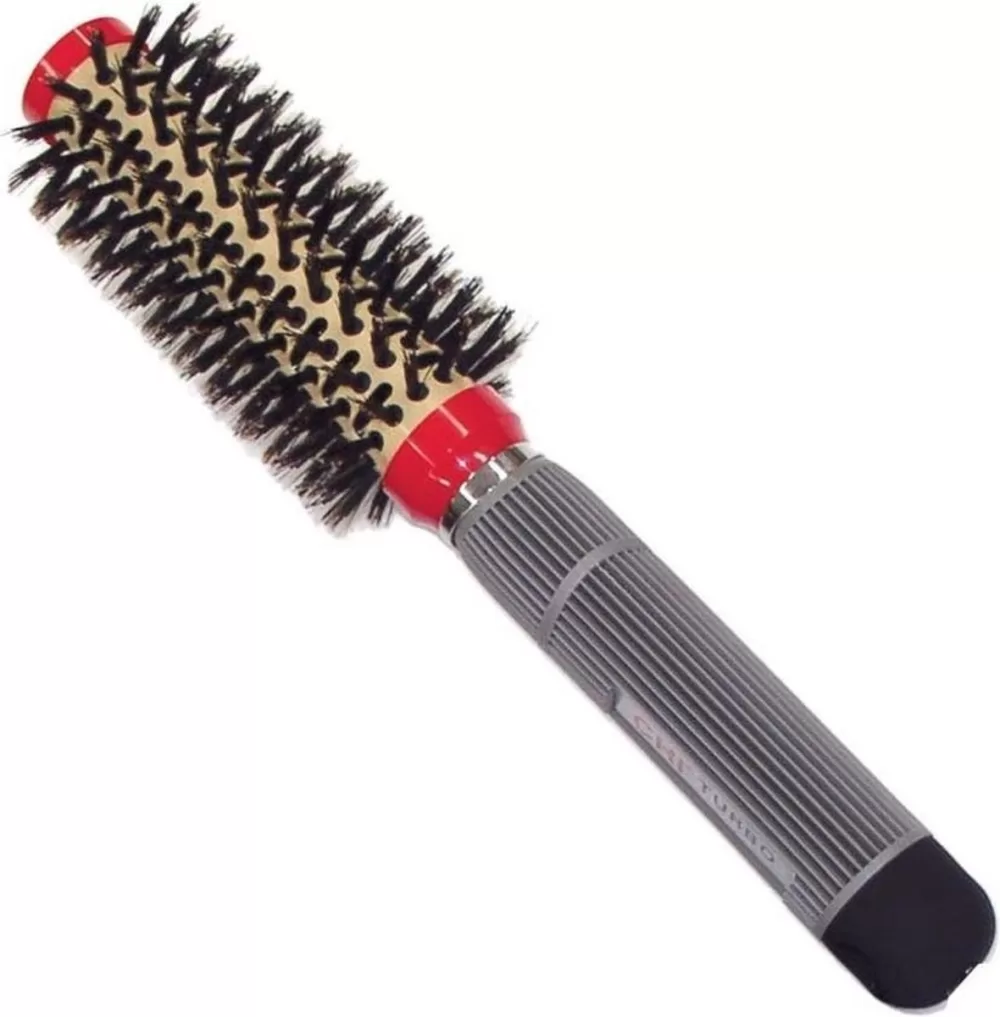 CHI Boar Ceramic Round Brush - Kleine Haarborstel 55mm für Alle Haartypen - Volumen & Krullen - Antistatisch, Zwart/Rood