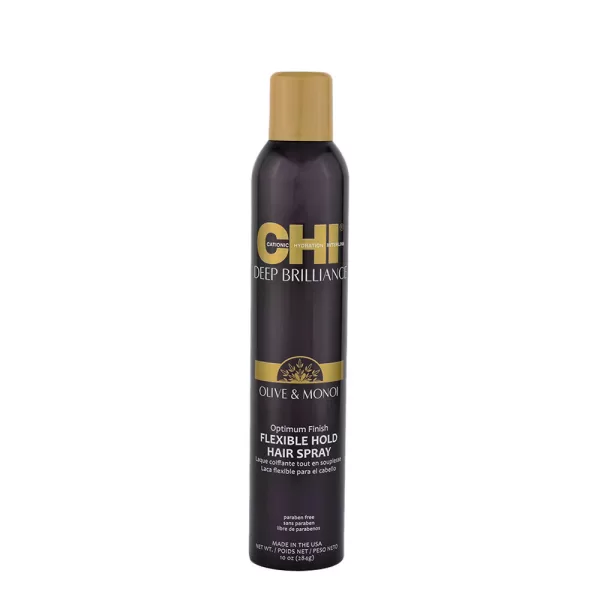 CHI Deep Brilliance Olive & Monoi Flexible Hold Spray - Vermindert Pluis, Flexibele Hold, Ideaal voor Krullend & Beschadigd Haar 300ml