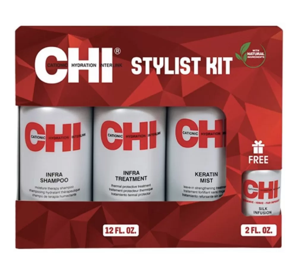 CHI Home Stylist Kit - Professionele Haarverzorging Set met Silk Infusion, Infra Shampoo, Infra Treatment & Keratin Mist - Vrij van Parabenen en Siliconen