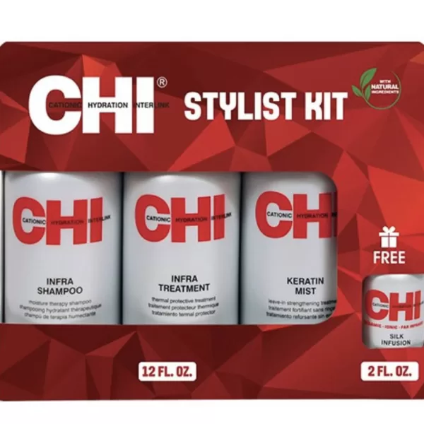 CHI Home Stylist Kit - Professionele Haarverzorging Set met Silk Infusion, Infra Shampoo, Infra Treatment & Keratin Mist - Vrij van Parabenen en Siliconen