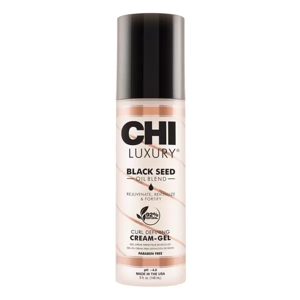 CHI Luxury Black Seed Oil Curl Defining Crème Gel 148ml - Voedende Stylingcrème voor Krullen, Anti-Frizz, Light Hold, Glans & Definitie