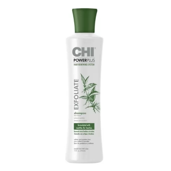 CHI Powerplus Exfoliate Shampoo 355ml - Glutenvrij, Sulfaat- en Parabeenvrij, Detox voor Haar, Bescherming tegen Kleurvervaging en Uitdroging