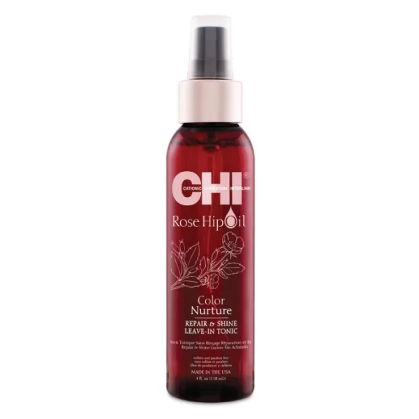 CHI Rose Hip Oil Leave-in Spray 118ml - Reparatur & Glanz für coloriertes Haar, plussfreies Finish, Nurture Pflege.