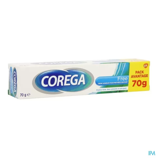 COREGA Klebefixierung Free 70g - Zahnprothesen Klebecreme ohne Geschmack, langanhaltende Haftung, ideale Lösung für sicheren Halt!