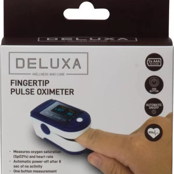 Deluxa Oximeter - Hartslagmeter & Saturatiemeter - Blauw - Puls-Oximeter met OLED Display - Meet Zuurstof & Hartslag - Compact & Handzaam