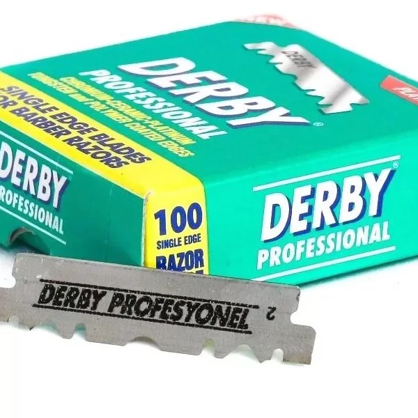 DERBY PROFESSIONAL Scheermesjes - 100 Stuks - Dubbelzijdige Veiligheidsscheermes Blades - Roestvrij Staal met Chroom-Keramiek Coating