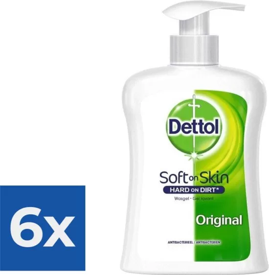 Dettol Handzeep Original - Antibacterieel - 250ml x6 - Voordeelverpakking - Zacht voor Gevoelige Huid - Dermatologisch Getest - Dennengeur