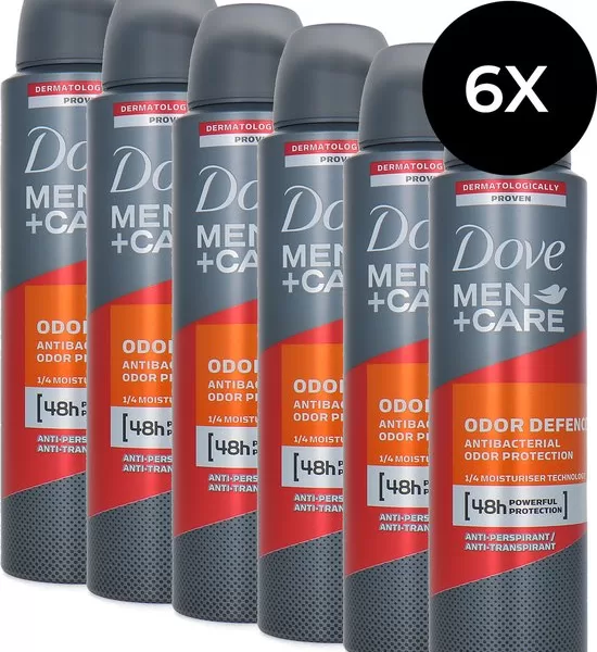 Dove Men+Care Odor Defence Deodorant Spray 6x150ml – effektiver Schutz, frischer Duft, für Männer, antitranspirant, hautverträglich