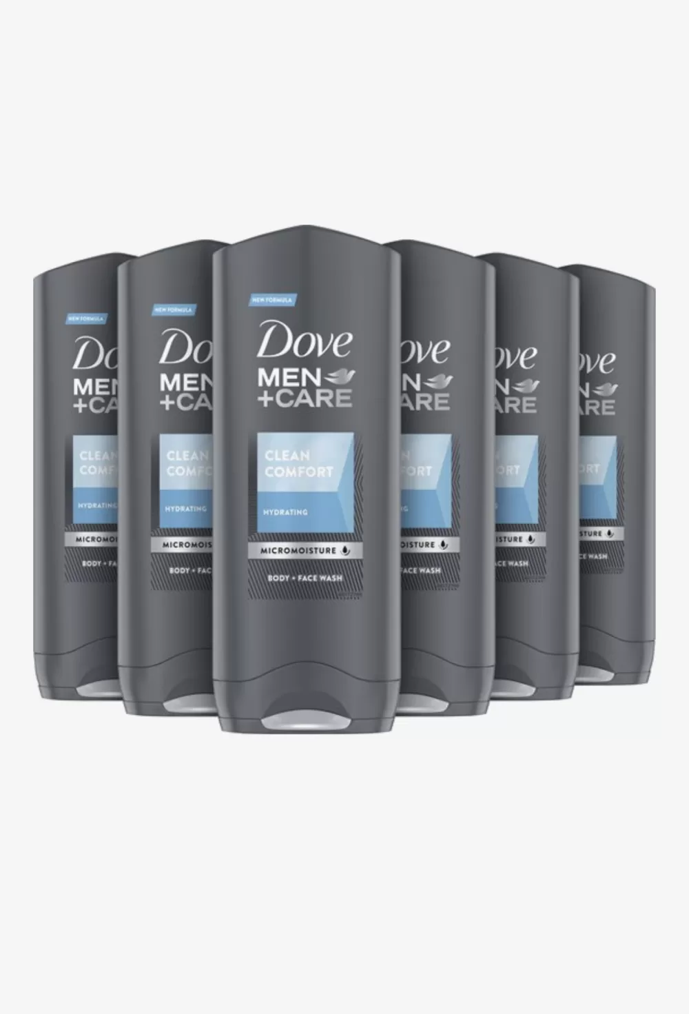 Dove Men+Care Clean Comfort Douchegel 6x250ml - Hydraterende & Verzorgende Gel voor Lichaam en Gezicht, Frisse Geur, Dermatologisch Getest