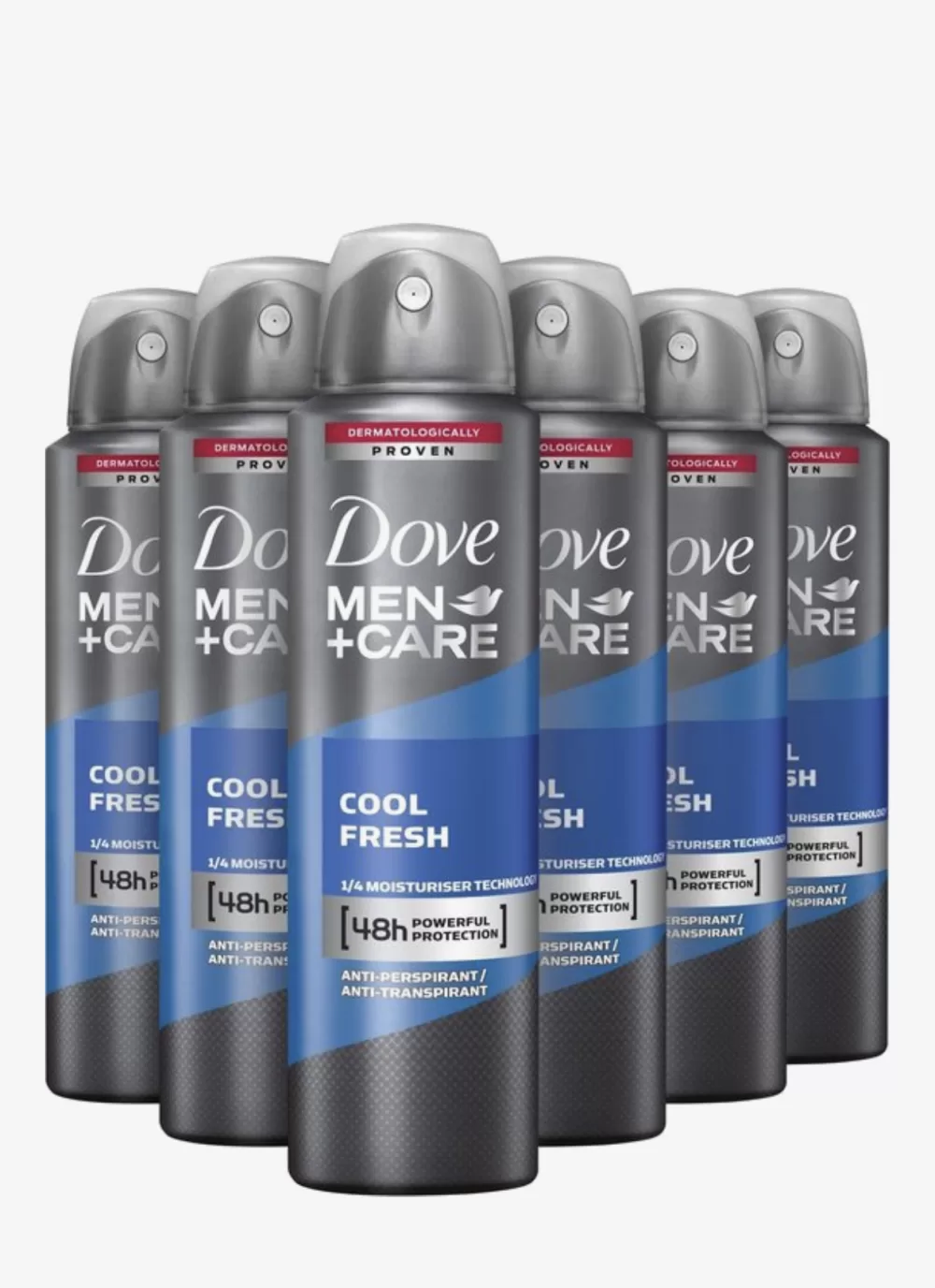 Dove Men+Care Cool Fresh Anti-Transpirant Deodorant Spray 6x150ml - 48u Bescherming, Alcoholvrij, Hydraterend, Verfrissende Geur voor Mannen