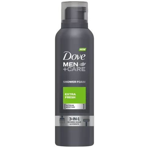 Dove Men+Care EXTRA FRESH 3-in-1 Duschschaum 200ml - Waschen, Rasieren, Hydratisieren für Männerhaut