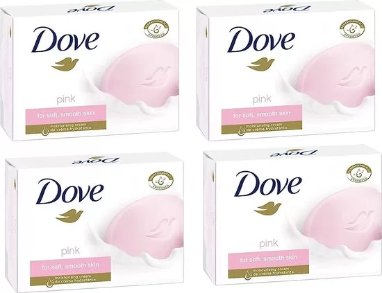 Dove Seife Pink/Rose - 4 x 90g - Feuchtigkeitsspendend, sanfte Reinigung, Hautpflege, Duftpflege, ideal für tägliche Anwendung