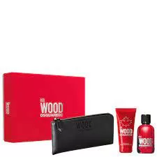 Dsquared2 Red Wood Geschenkset für Damen – 100ml Eau de Toilette, 100ml Duschgel & Kosmetiktasche – 100% original & exklusiv